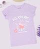 Pantaloons Junior Cotton Knit Half Sleeves Sequins Embellished Ice Cream Printed Tee - Lilac