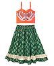 Twisha Woven Sleeveless Sequins & Stones Embellished Butterfly Lehenga Choli Set -Orange & Green