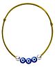 Darshraj Jewels 925 Sterling Silver Handmade Thread Anklet with 2 Silver Balls & 3 Evil Eye - Yellow