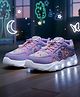 Hopits Floral Designed Beads Embellished Lace Up LED Sneakers - Lavender