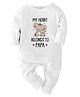 Zeezeezoo 100% Cotton Knit Family Theme Full Sleeves My Heart Belongs To Papa Text Printed Romper - White