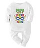 Zeezeezoo 100% Cotton Knit Family Theme Full Sleeves Papa You Are My Super Hero  Text Printed Romper - White