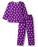 Babyhug Cotton Knit Full Sleeves Co-ord Night Suit With Floral Print - Purple