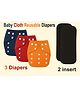 Joy Buzz Free Size 3 Pcs Reusable Cloth Diaper / Nappies With 2 Pcs Insert Pad - Multicolor