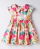 Twetoons Cotton Woven Half Sleeves Frock With Fruit Print - Multicolor