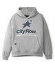 ALAN JONES Cotton Blend Knit Full Sleeves City Flow Text Printed Light Winter Hoodie - Melange