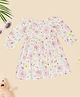 Pantaloons Baby Cotton Knit Full Peasant Sleeves Frill Detailed Floral Printed Dress - Mauve
