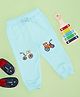 Pantaloons Baby Cotton Knit Vehicles Embroidered Joggers - Aqua Blue