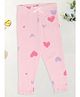 Pantaloons Baby Cotton Spandex Knit Hearts Printed Leggings - Pink