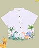 Pantaloons Baby Cotton Woven Half Sleeves Dinosaur Jungle Printed Shirt - White