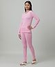 Charm n Cherish Cotton Blend Knit Full Sleeves Solid Thermal  Set - Pink