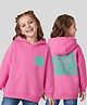 Primo Gino 100% Cotton French Terry Knit Full Sleeves Oversized Hooded Sweatshirt with Text Print - Pink