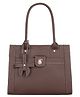 Fostelo Women's Vegan Leather Ocean Side Handbag Shoulder Bag Ladies Purse (Brown) (Large)
