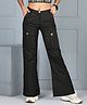 Cutiekins Woven Solid Flared Cargo Pants - Black