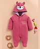 Wonderchild Full Sleeves Animal Face Patch Detailed Hooded Sleepsuit - Wine