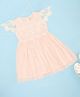 Pantaloons Junior Knit Cap Sleeves Embroidered Dress - Peach