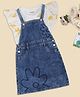Pantaloons Junior Cotton Denim Pinafore Dress With Half Sleeves Top - Blue