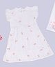 Pantaloons Junior Cotton Woven Half Frilled Sleeves Floral Embroidered Dress - White