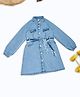Pantaloons Junior Cotton Denim Full Sleeves Washed Shirt Style Dress - Blue