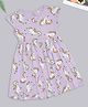Pantaloons Junior Cotton Knit Cap Sleeves Unicorn Printed Dress - Lilac