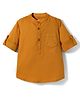Kookie Kids Cotton Woven Full Sleeves Solid Color Kurta Shirt - Mustard