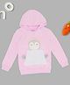 Pantaloons Junior Knit Full Sleeves As Cute As Penguin Text Printed Winter Hoodie - Lilac & Pink