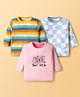 Kidi Wav Pack Of 3 Full Sleeves Striped & Floral Printed Tees - Multi Colour