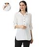 Mom for sure by Ketki Dalal Rayon Woven Three Fourth Sleeves Solid Top With Front Open Nursing Access - Off White