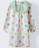 Spunkies Cotton Woven Full Sleeves Stars Printed Peter Pan Collar Dress - Multi Colour