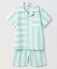 Spunkies Cotton Knit Half Sleeves Striped Coordinating Shirt & Shorts Set - Multi Colour