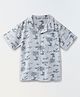 Spunkies Cotton Woven Half Sleeves Palm Trees Printed Shirt - White