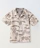 Spunkies Cotton Woven Half Sleeves Trees Printed Shirt - Beige