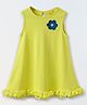 Spunkies Cotton Woven Sleeveless Floral Patch Detailed Dress - Yellow