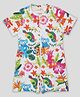Spunkies Cotton Woven  Half Sleeves Animals & Jungle Printed Jumpsuit - White
