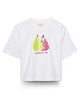 Spunkies Cotton Knit Half Sleeves Pears Sequins Embellished Tee - White