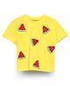 Spunkies Cotton Knit Half Sleeves Watermelon Patch Detailed Tee - Yellow