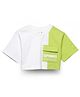 Spunkies Cotton Knit Half Sleeves Colour Blocked Top - White