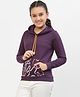 Spunkies Cotton Knit Full Sleeves Abstract Printed Light Winter Hoodie - Purple