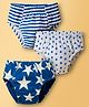Kookie Kids Cotton Spandex Knit Briefs With Star Print Pack Of 3 - Navy Blue