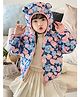 Babymoon Woven Full Sleeves Floral Printed Winter Padded Hooded Jacket - Blue & Pink