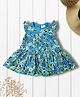Creative Kids Woven Frill Sleeves Floral Printed Dress - Blue & Green