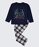 Nite Flite Cotton Knit Full Sleeves Camper Van Printed Night Suit Set - Navy Blue