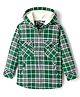 Noddy Full Sleeves Checked Light Winter Hooded Anti Pilling Jacket - Green
