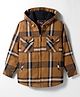 Noddy Full Sleeves Checked Light Winter Hooded Anti Pilling Jacket - Brown