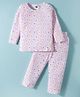 Evimo Single Jersey Full Sleeves Night Suit With Floral Print - Light Pink