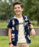 Pine Kids Viscose Half Sleeves Floral Printed Shirt With T-Shirt - Navy