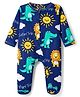 Babyhug Cotton Knit Full Sleeves Footed Sleepsuit With Animal Print - Navy Blue