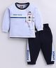 Nottie Planet Cotton Knit Full Sleeves Ready to Fly Text Printed Tee & Pant Set - Blue