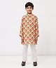 Spunkies Cotton Linen Woven Full Sleeves Floral Printed Kurta Pyjama Set - Multi Colour