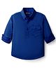 Pine Kids Cotton Woven Full Sleeves Solid Colour Kurta Style Shirt - Blue